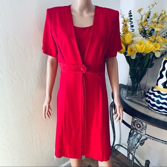 NWT Danny & Nicole 80’s Vintage Red Dress Size 14 - Picture 2 of 9